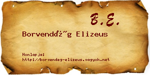 Borvendég Elizeus névjegykártya